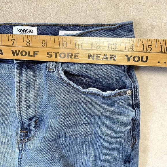 Kensie Jeans Womens 10 Blue Vintage Luxe The Straight Stretch Distressed Denim - Picture 3 of 9